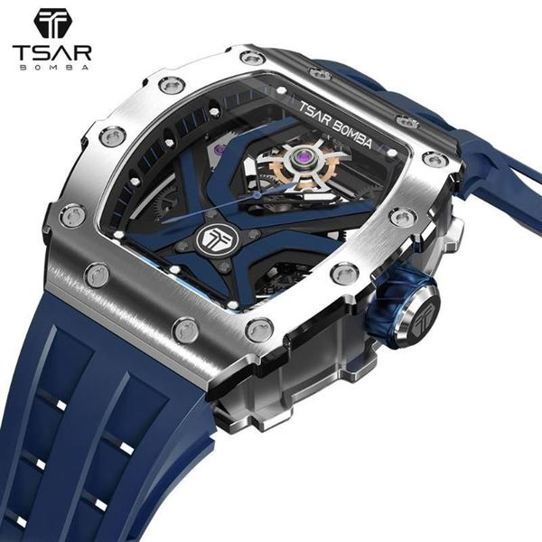 Наручные часы TSAR BOMBA Мужские автоматические часы Лучшие механические наручные часы Tonneau Design Нержавеющая сталь Водонепроницаемые Стильный подарок290y