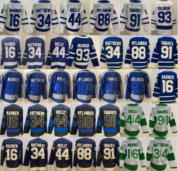 Hockey su ghiaccio maschile 91 Maglia John Tavares 34 Auston Matthews 16 Mitchell Marner 88 William Nylander 44 Morgan Rielly 93 Doug Gilmour Reverse Retro Centennial Classic