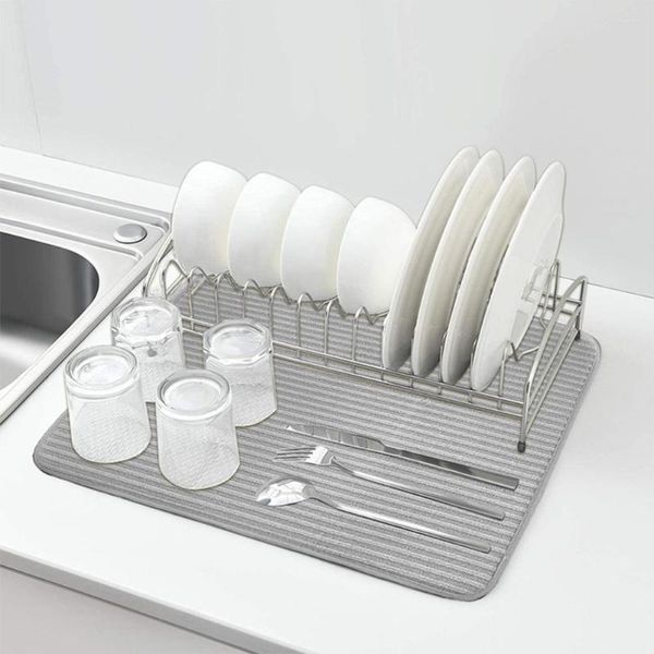 Esteiras de mesa absorvente de água super absorvente antiderrapante secagem de prato para balcões de cozinha conjunto de 2 almofadas drenagem eficiente