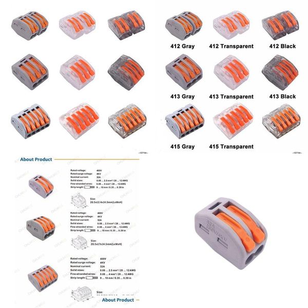 Andere Elektronik Mini Fast Wago -412 413 415 PCT212 213 Compact Wire Wiring Connector Leiter Terminal Block Drop Delivery Dhvb4