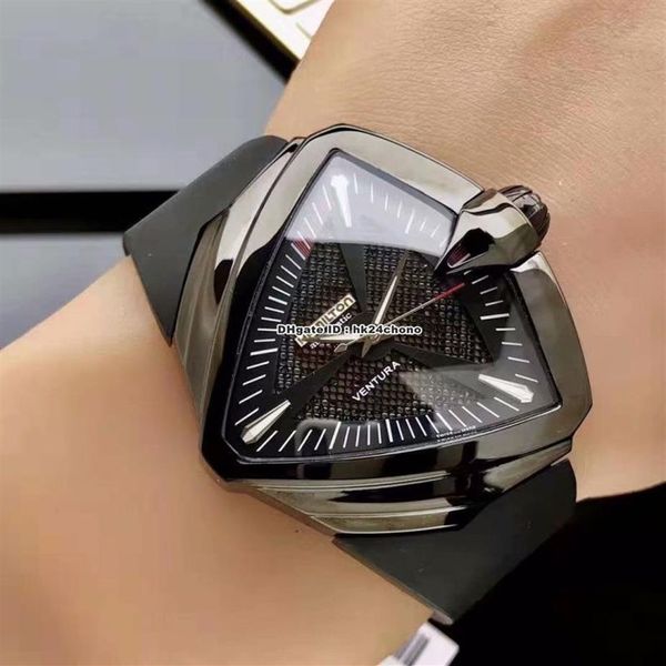 4 Stil hochwertige Uhr Ventura xxl Elvis A2824 automatische mechanische Herrenuhr schwarz PVD H24615331 schwarzes Zifferblatt Kautschukarmband Gen310b