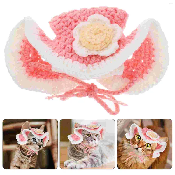 Costumi per gatti Cappello lavorato a maglia dal design dei cartoni animati Cane carino Morbido Costume per animali domestici per feste di Natale di Halloween