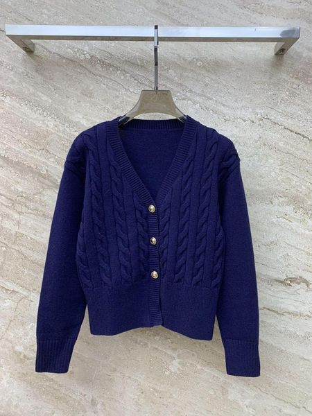 Suéteres femininos 2023 outono e inverno stylesearly v-neck torção malha cardigan suéter tridimensional padrão de tecelagem