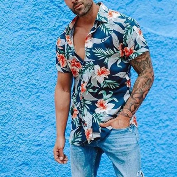 Modis Uomo Estate Casual Hawaii Camicie Manica Corta Stampa Tropicale Camicia Button Down Top Streetwear Real Sociedad Clothing2453