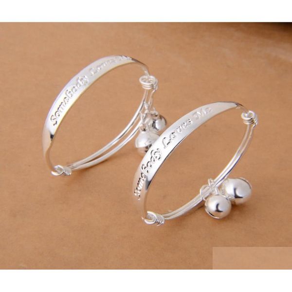 Charme Pulseiras Novo Presente 2 Pçslot Bebê Kid Bell Bangle Pulseira Inglês Letter1093031 Drop Delivery Jóias Dhond