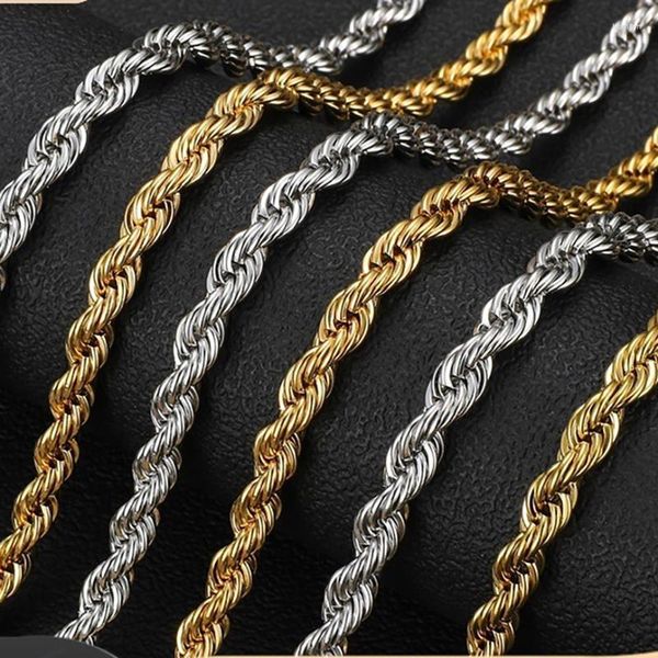 Ketten Männer Halskette Edelstahl Silber Figaro Kette 2-6mm Twisted Rope Box Halsketten Für Herren Schmuck Geschenk Vergoldet 16