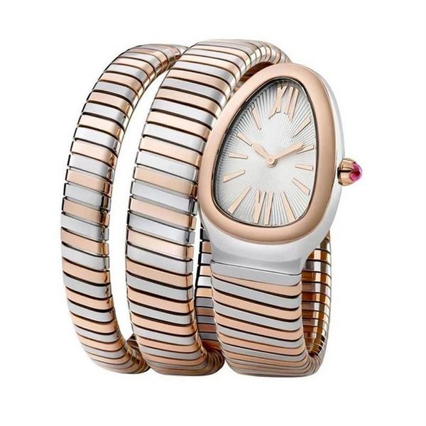 2021 Nuovo orologio da donna Snake Bangle Argento Bracciale lungo in oro rosa Bianco Roma Quarzo giapponese Acciaio inossidabile Zaffiro Orologio da polso245K