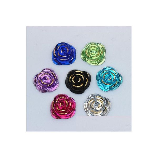 Lucite in plastica acrilica 100 pezzi 20 mm a forma di fiore rosa strass acrilico cristallo perline flatback gioielli artigianali decorazione fai da te Zz21 Dhhgf