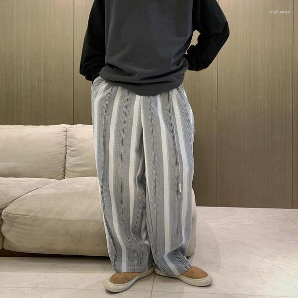 Erkek pantolon vintage şerit büllü erkek sonbahar kargo sokak giysisi moda uzun harem y2k gevşek rahat geniş bacak pantolon
