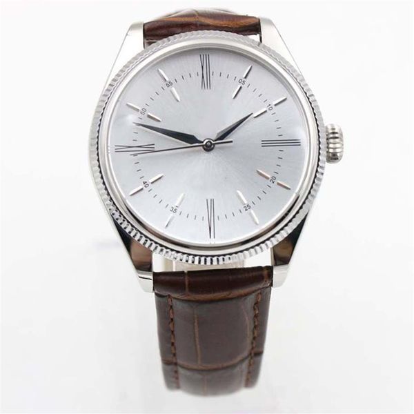 Brand New Cellini Hora Data Branco Ouro Branco Índice Dial Cúpula Canelada Moldura Dupla Pulseira de Couro Preto Sólido Vestido de Volta Relógio 292V