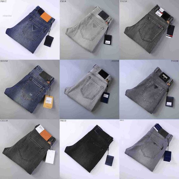 Männer Jeans 2023 Casual Hosen Luxus Designer Marke High Street Gerade Jean Herren Blau Gewaschen Großes Loch Reißverschluss Biker schwarze Hose 29-40g3q1