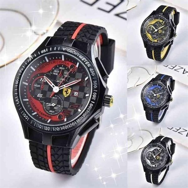 Luxuriöse Sport-Rennwagen-F1-Formel-Gummiarmband-Edelstahl-Quarzuhr für Herren, lässige Armbanduhr, 300 W