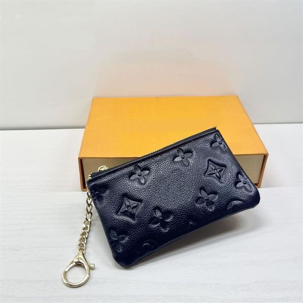 HH Anahtar Koşusu Pochette Para Çantası Cüzdan Siyah Kabartma CLES Tasarımcı Moda Kadın Erkekler Kredi Kartı Tutucu Mini Çanta Charm AC228E