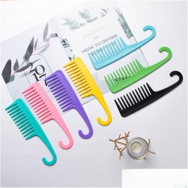 Outros suprimentos de toalete de banho Novo dente largo curvado gancho pente plástico grande pode onda curling cabelo perm entrega casa jardim dhfea