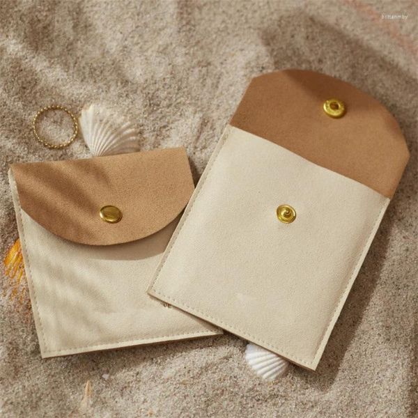 Bolsas de joias Bolsas de anel de joias Armazenamento de fone de ouvido de couro de microfibra 8,3x8cm para embalar