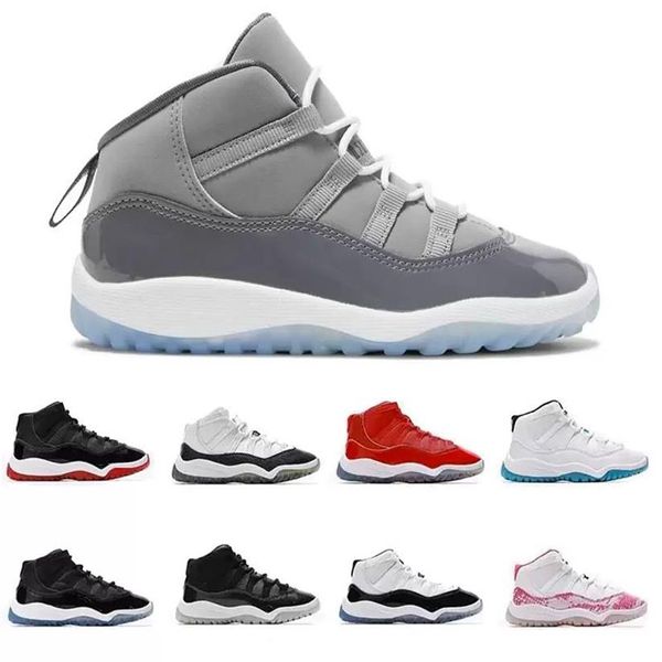 Kinderschuhe Cool Grey 11 XI Sneaker Concord Space Jam Metallic Silber Pink Snakeskin Bred Legend Blue 72-10 Kinder Jungen Mädchen Bas2817