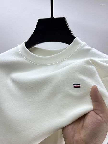 Erkek Tişörtleri Yüksek Son Marka Moda Nakış Uzun Kollu T-Shirt 2023Autumn/Kış Çift Taraflı Alman Velvet Yuvarlak Boyun Günlük Sweater