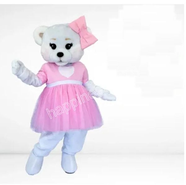 2024 Rosa Kleid Weißes Kaninchen Ostern Maskottchen Kostüme Cartoon Charakter Outfit Anzug Karneval Erwachsene Größe Halloween Weihnachten Party Karneval Kleid Anzüge