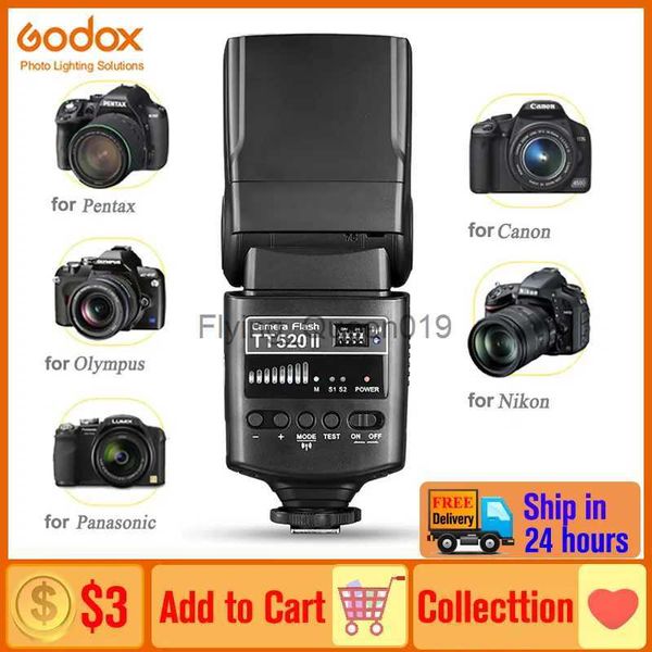 Flash Heads Godox TT520II TT520 II Kamera Flash Pentax Olympus Panasonic DSLR kameraları için 433MHz kablosuz sinyali YQ231003