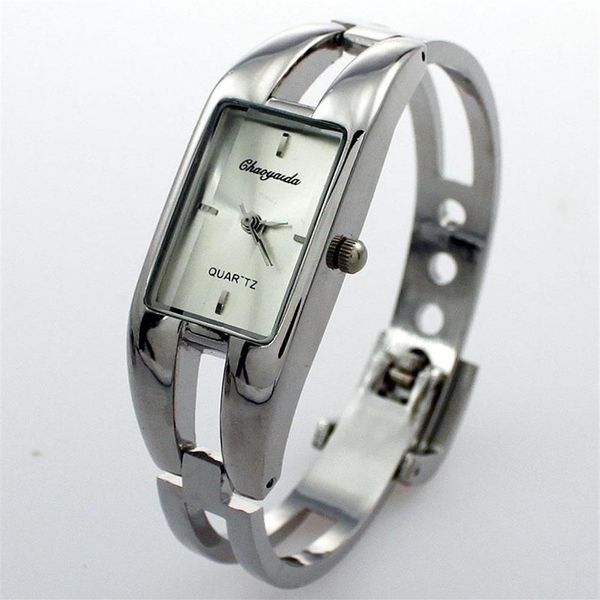 Relógios de pulso Bangele Relógios Mulheres Aço Inoxidável Dial Bangle Cuff Quartz Watch Pulseira Relógio de Pulso Montre Femme Relogio208W