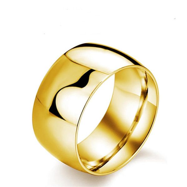Geniş yüzey adam yüzüğü basit 11 5mm punk tarzı gümüş altın siyah renk paslanmaz çelik yüzük mücevher gravür bant yüzüğü207w