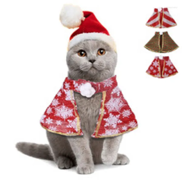 Trajes de gato capa de natal vestir roupas santa cosplay engraçado transformado gato/cachorro lenço vermelho manto adereços decoração robe para festa de natal
