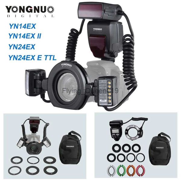 Testine flash Yongnuo YN14EX II/YN24EX/YN24EX E Flash macro TTL per 1Dx 5D3 6D 7D 70D 80D per A7II 2 * Testina flash + 4 * Anello adattatore YQ231003