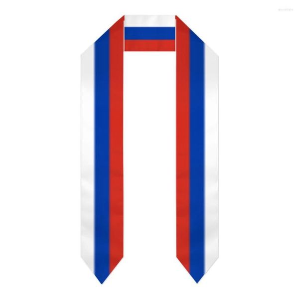 Lenços Graduação Sash Rússia Bandeira Cachecol Xaile Roubou Safira Azul Com Estrela Stripe Solteiro Vestido Acessório Fita 180 / 14cm