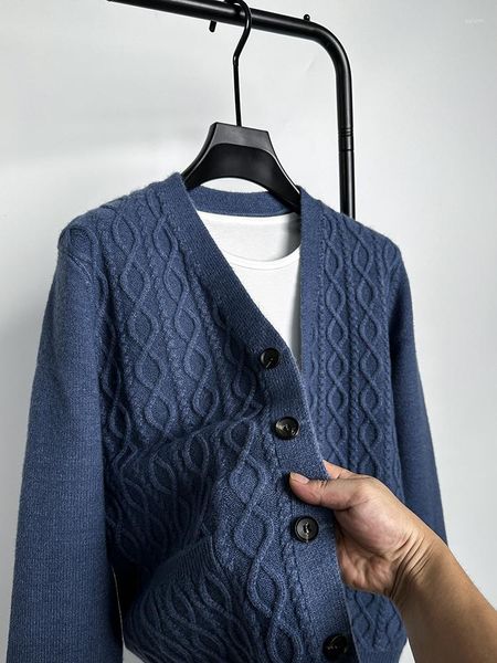 Suéteres masculinos de luxo primavera e outono diamante bordado designer cardigan suéter casual cor sólida bolso de manga comprida top M-4XL