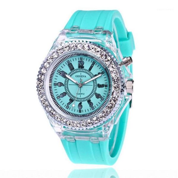 Relógios de pulso moda flash relógio luminoso personalidade tendências estudantes amantes geléias mulher relógios masculinos luz pulso reloj ho2308