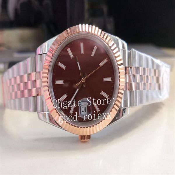 12 estilo 41mm relógios masculinos everose rosa ouro relógio pulseira jubileu masculino bp 2813 movimento chocolate marrom wimbledon cristal l2324