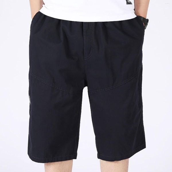 Shorts masculinos casuais sólidos verão cintura média elástica solta carga com vários bolsos hustle gang