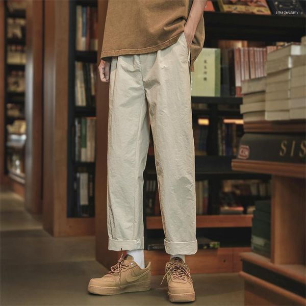 Calças masculinas verão japonês baggy homens retos streetwear moda jogger harem pantalones hombre casual y2k calças preppy