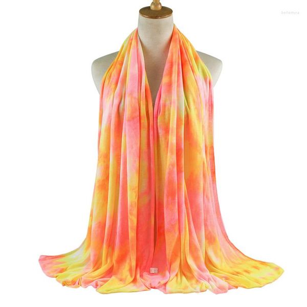 Abbigliamento etnico 2023 Sciarpa musulmana da donna Tie-dye Modale Hijab Foulard Testa femminile Sciarpe avvolgenti Turbante Foulard Femme Musulmane Scialle islamico