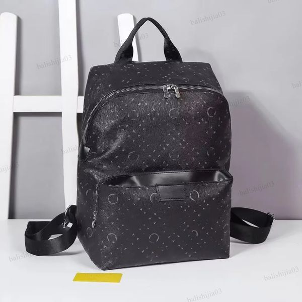 Designer de couro preto homens sacos de viagem descoberta mochilas moda clássico capa gravata corda mochila grande capacidade montanhismo esporte ferrolho saco