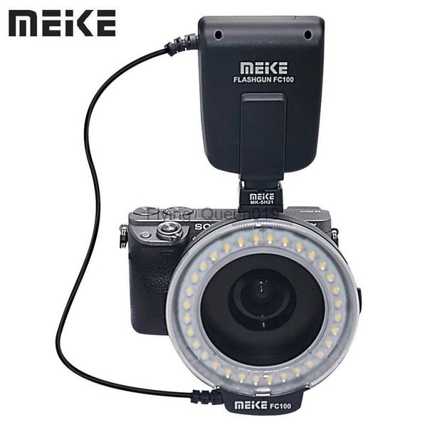 Blitzköpfe Meike FC-100 Makro-Ringblitzlicht 5600K mit 8 Adapterringen für A7 A7II A7S A7III A9 A7SII A6000 A6300 A6400 A6100 A6600 YQ231003