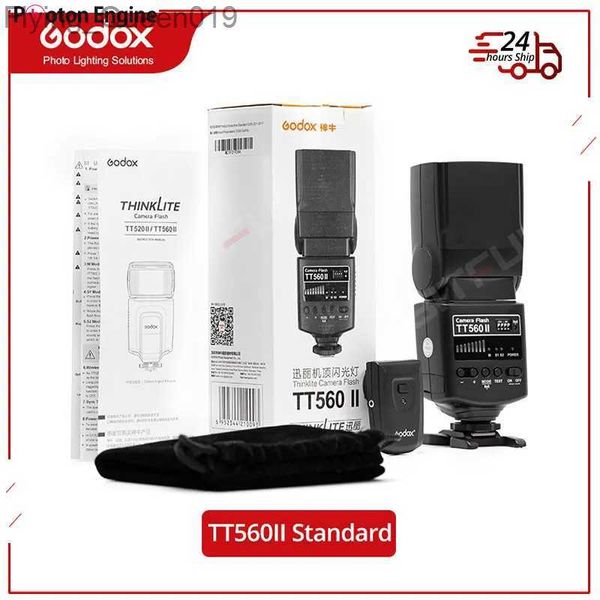 Cabeças de flash Godox Flash TT560II GN38 Transmissão sem fio integrada de 433 MHz + Transmissor de canais + bolsa de flash preta para todas as câmeras DSLR YQ231004