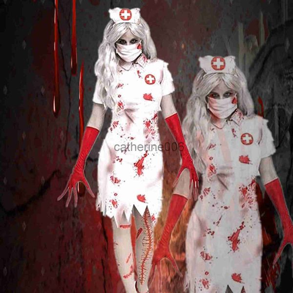 Occasioni speciali Halloween Cosplay Costumi da infermiera horror Abiti da donna Uniforme scolastica Carnevale Dress Up Outfit Party Disfraz Hombre x1004