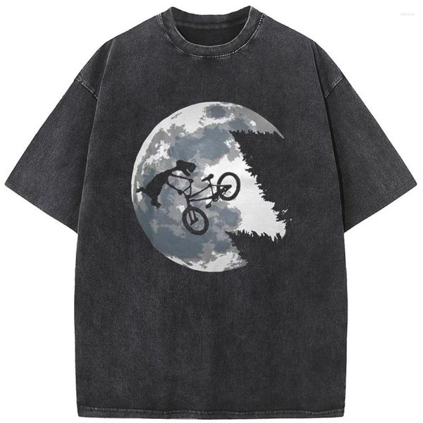 Мужские футболки, футболка с принтом Moon Rides, мужские и женские повседневные модные негабаритные уличные футболки в стиле хип-хоп, потертые футболки