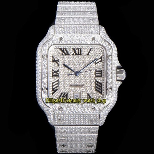 Eternity Jewelry Watches 2021 TWF 4SA0005 Paved Diamonds ETA A2824 Automatik-Herrenuhr, vollständig vereist, Diamant-Zifferblatt, Schnellschalter S250C