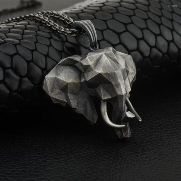 Collane con ciondolo Collana con testa di elefante 3D Feng Shui Invitante ricchezza Girocollo con animali per donne e uomini Catena di maglioni Gioielli fortunati