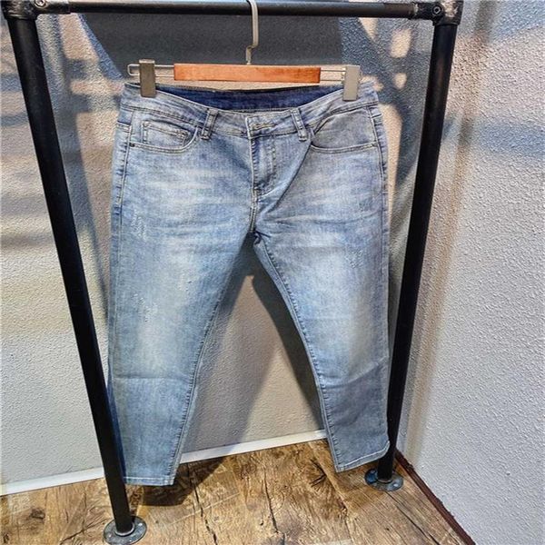 Calça de jeans de designer de algodão de moda 21SS aumentam o botão de ajuste perfeito substitua a materia de sílica gel de metal conveniente Sew2646