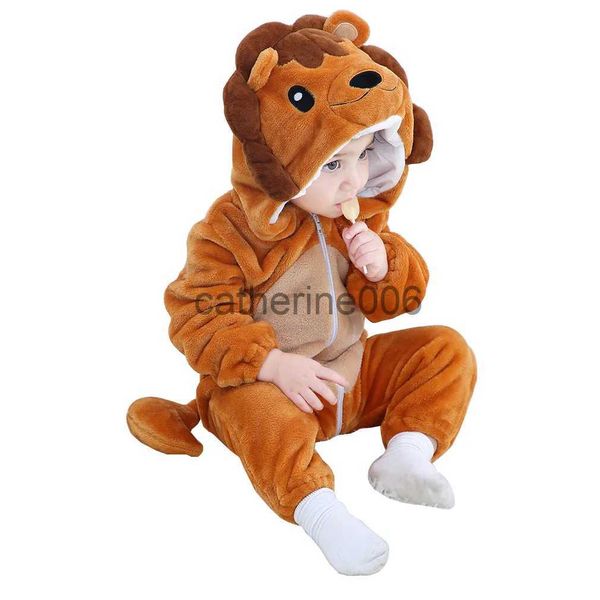 Ocasiões especiais Purim Trajes de Halloween Bebê Meninos Meninas Animal Dos Desenhos Animados Leão Traje Onesie Kigurumi Infantil Criança Romper Macacão Flanela x1004