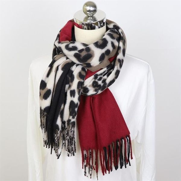 Schals Mode Frauen Winter Schal Schal Wrap mit Quaste 2021 Tier Leopard Print Kaschmir Foulard Femme13073