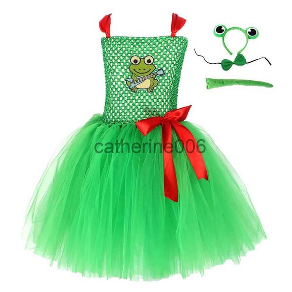 Occasioni speciali Bambini Abito tutù rana verde per neonate Costume di Halloween Ragazza Principessa Compleanno Vestito Bambini Animale Festival Costume x1004