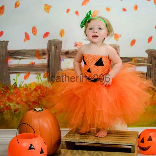 Ocasiões especiais Traje de Abóbora para Bebês Meninas Tutu Vestido Bruxa Halloween Cosplay para Crianças Menina Roupas de Abóbora para Festa de Carnaval x1004