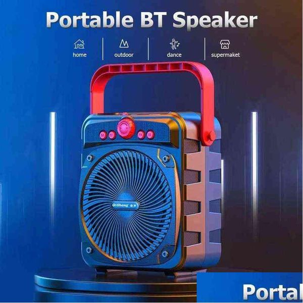 Taşınabilir Hoparlörler Kablosuz Hoparlör Subwoofer Stereo Boombox Sound Sound Heavy Bas Gerçek Zamanlı Ses Yayın Desteği TF Kartı/FM/USB INP DHHAP