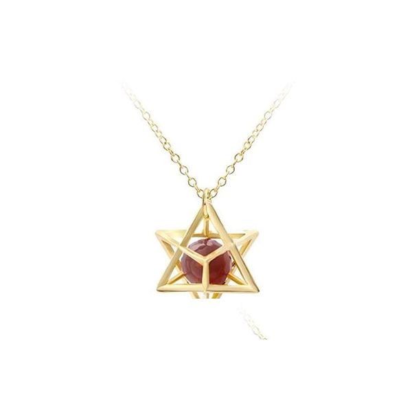 Collane con ciondolo Sevenstonejewelry Pietra di cristallo naturale Traforato Collana con stella di anice di moda Stelle geometriche 3D in oro con Dhgarden Dhond