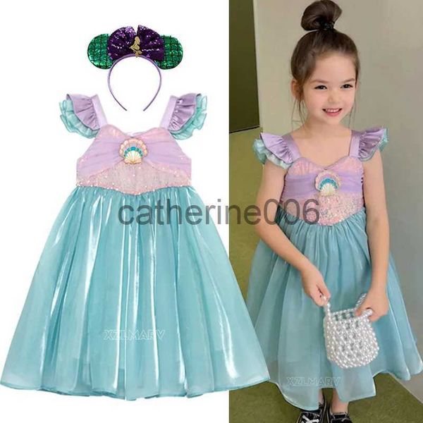 Ocasiões especiais Fantasia de princesa para meninas Fantasia de pequena sereia Ariel Vestido de carnaval Vestido de festa de bebê Vestido de baile de Halloween Vestidos 2-10 anos x1004