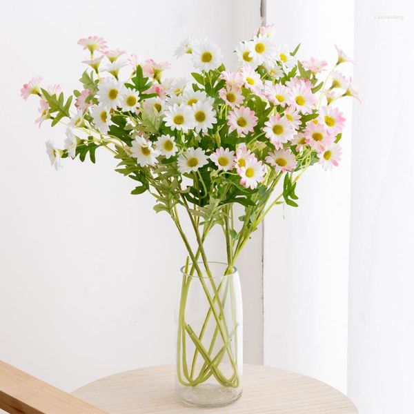 Fiori decorativi Primavera Margherite artificiali Bouquet Sposa bianca Forniture per feste di nozze Simulazione Seta Finta Decorazione della casa